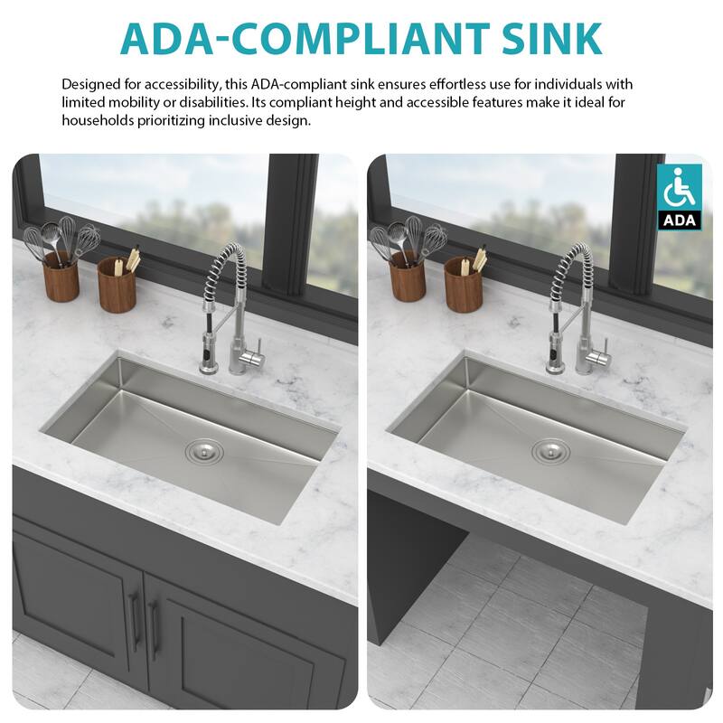 Kitchen Sink, 27 Inch Undermount Sink 5.5-Inch Single Bowl 16 Gauge Stainless Steel 27x18x5.5 Inch Handmade Sinks Basin