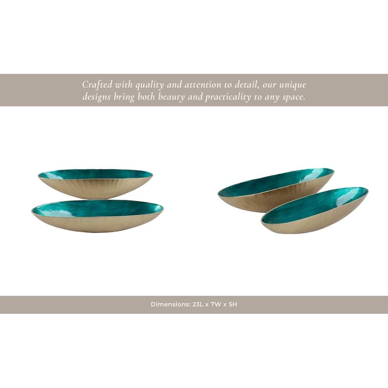 Coastal Metal Bowls with Modern Sculptural Design (Set of 2) - 23" x 7" x 5"