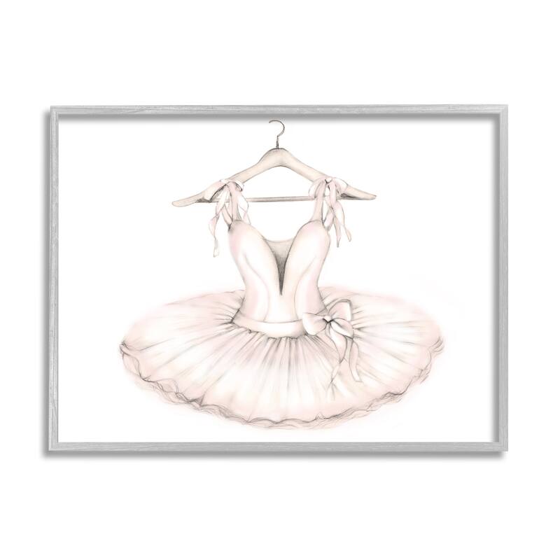 Stupell Ballerina Tutu on Hanger Pink Ballet Dance Outfit Framed Wall Art