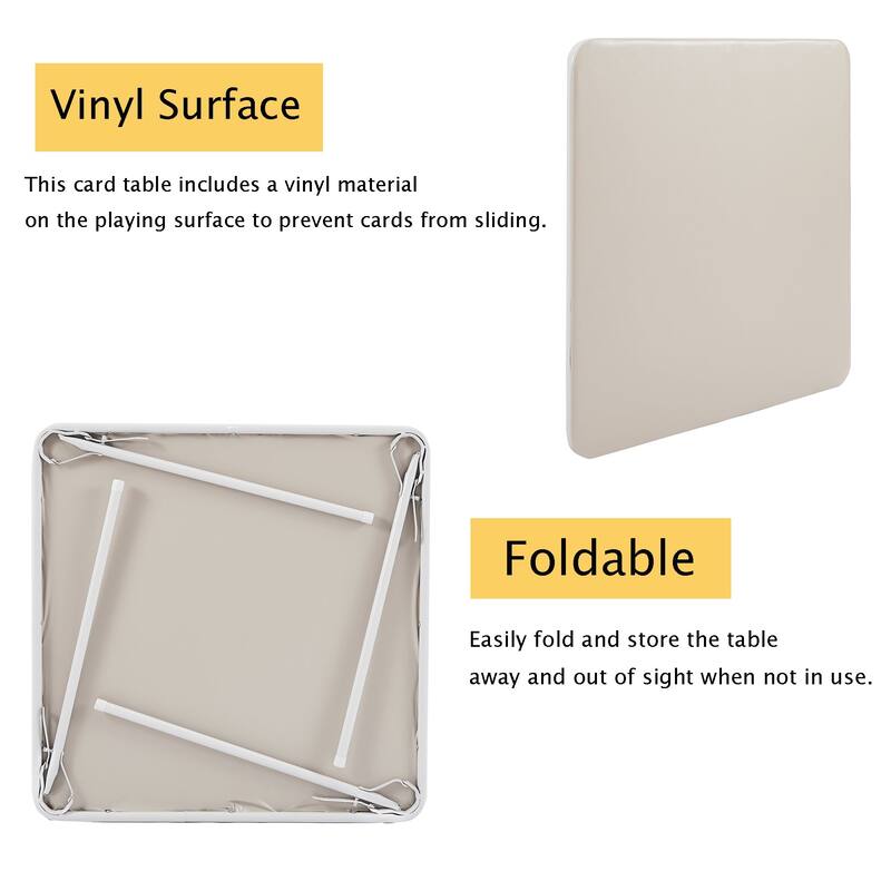 Javlergo 34" Folding Card Table, Portable Square Game Activity Table with Collapsible Legs