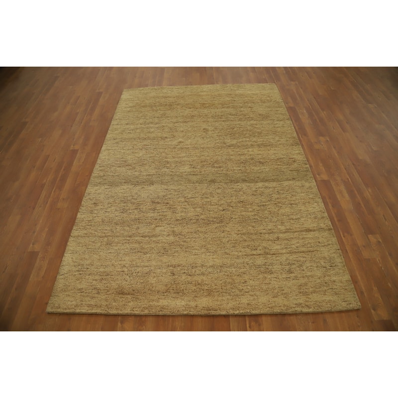 Hand Knotted Oriental 100% Wool Carpet Modern Modern Beige & Ivories Gabbeh Area Rug - 7' 10'' X 5' 6''