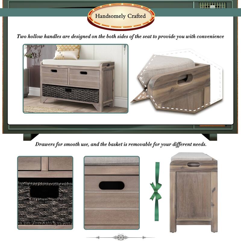 Storage Bench Entryway Bench Shoe Bench with Cushion