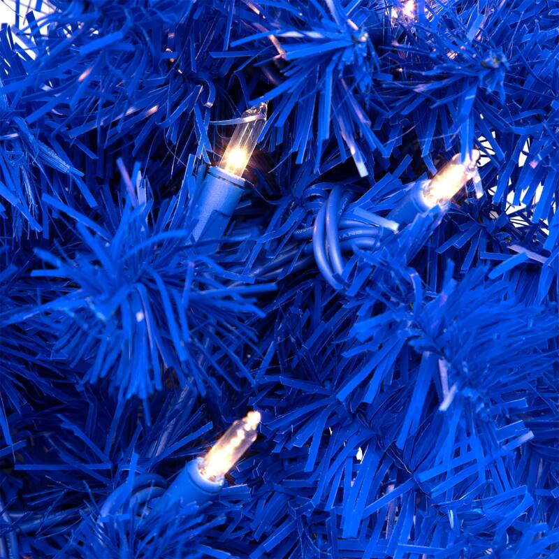 Pre-Lit Artificial Pine Christmas Wreath - 24" - Royal Blue - Clear Lights