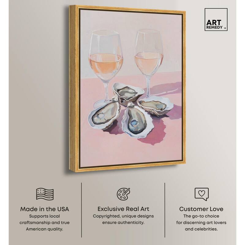Oysters and Rose Wine Canvas by Art Remedy