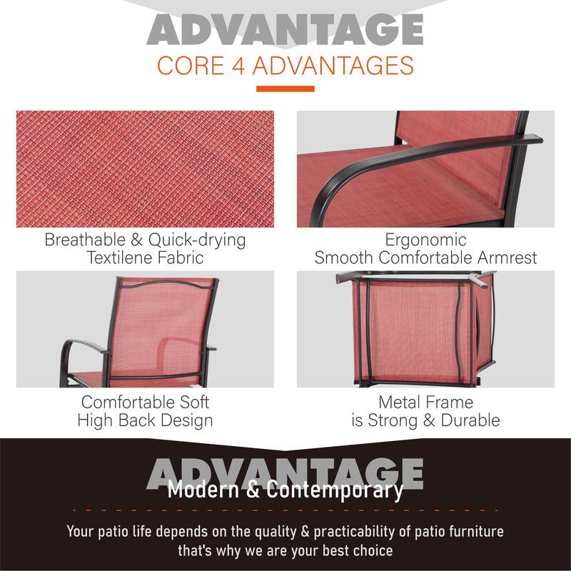 MAISON ARTS 7-Piece Patio Dining Set with Metal Rectangle Table and 6 Textilene Dining Chairs