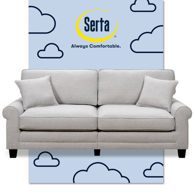 Serta Copenhagen 73" Sofa Couch for Two People, Pillowed Back Cushions and Rounded Arms, Durable Modern Upholstered Fabric - Pebble Gray