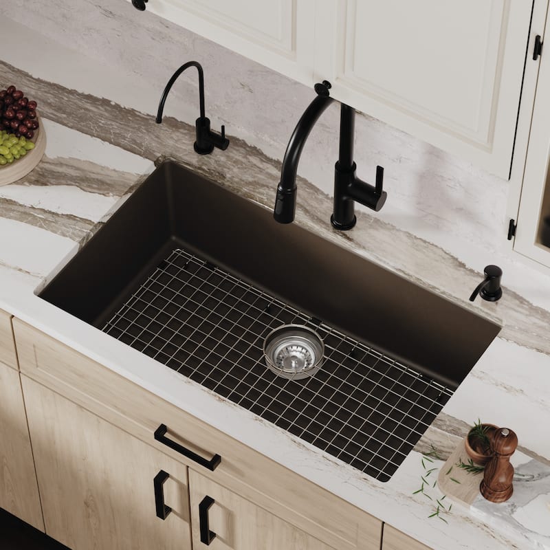 Karran Undermount 32.5 in. Large Single Bowl Quartz Kitchen Sink Kit