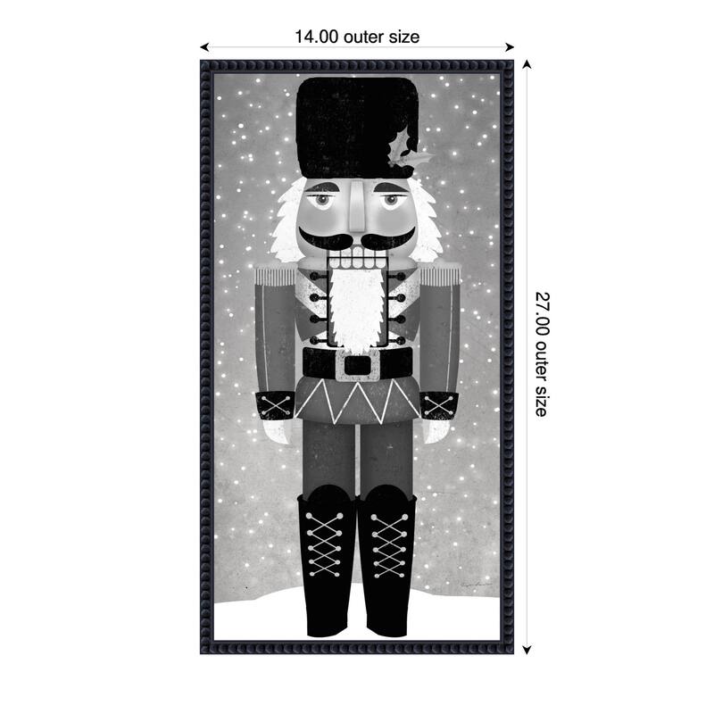 Nutcracker I Gray by Ryan Fowler (14 x 27 in.), Framed Canvas Wall Art Print - Sylvie Beaded Black