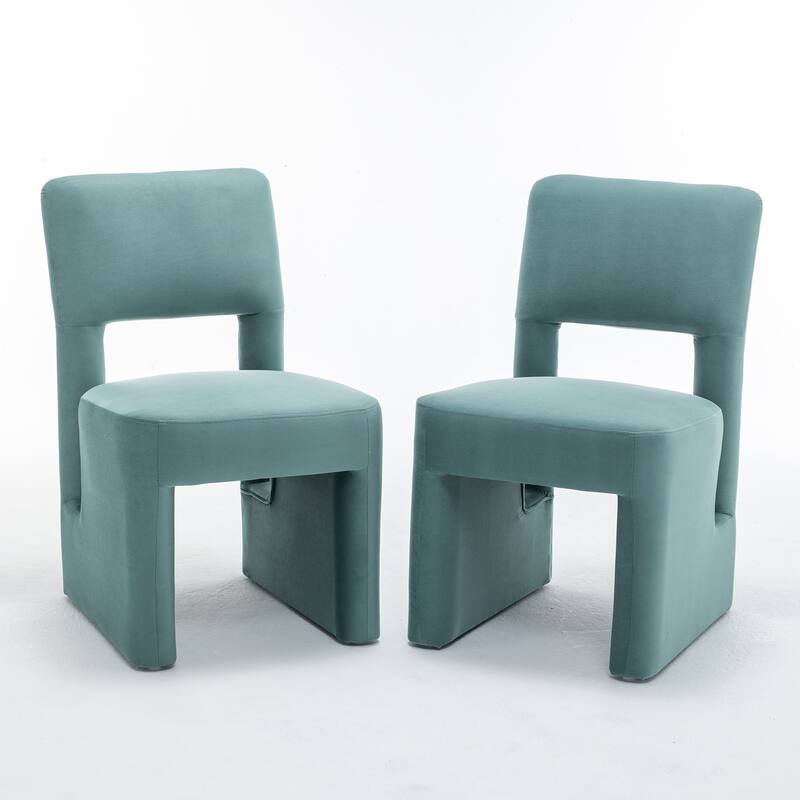 SEYNAR Modern Velvet Upholstered Armless Dining Chair Set of 2