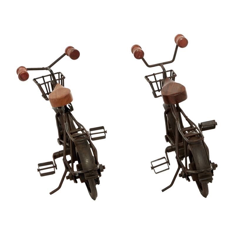Metal Bike Sculpture with Wood Accents (Set of 2)