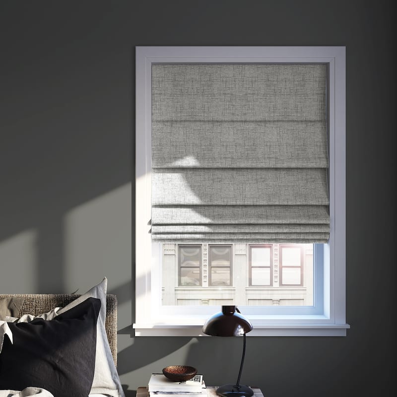 Sun Zero Somerton Textured Total Blackout Cordless Roman Shade - 39 x 64 - Grey
