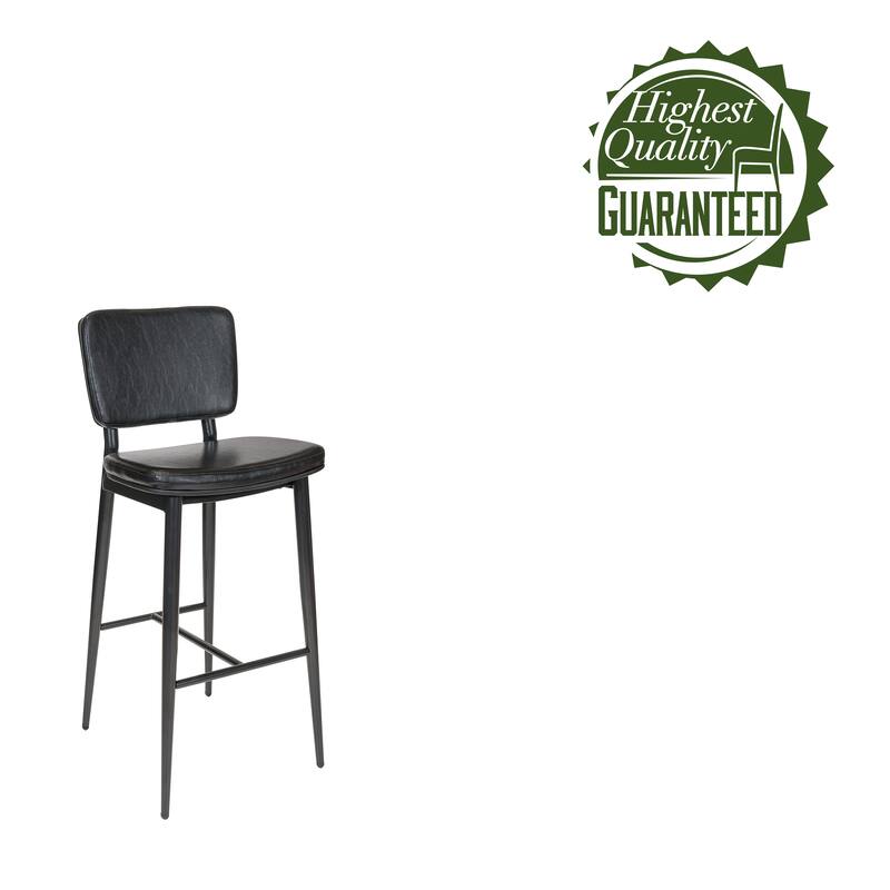 Porthos Home Mori Bar Stools Set of 2, PU Leather, Steel Legs