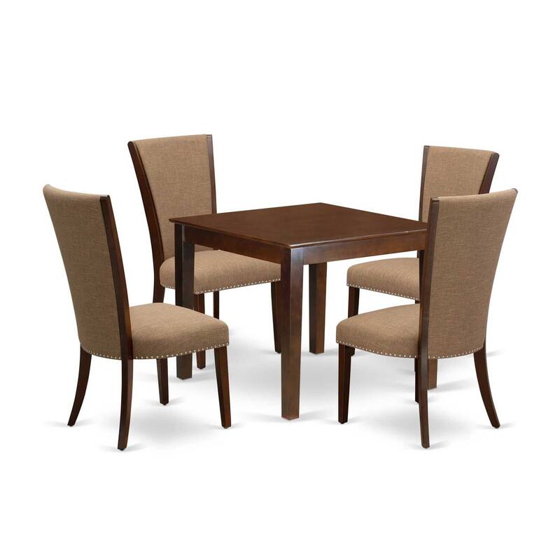 5-Piece Mahogany Finish Solid Wood Top - Dining Room Set - Seats-4