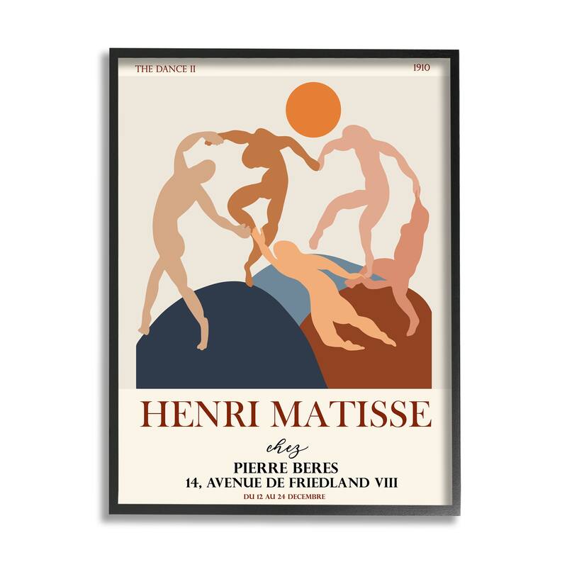 Stupell Matisse Dancing Circle Terracotta Abstract Layered Shapes Framed Wall Art
