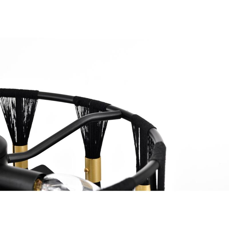 Matte Black and Gold 16 Inch Modern Fandelier