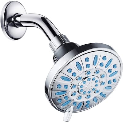 AquaDance Antimicrobial Aqua Blue 4 inch 6 Setting Shower Head