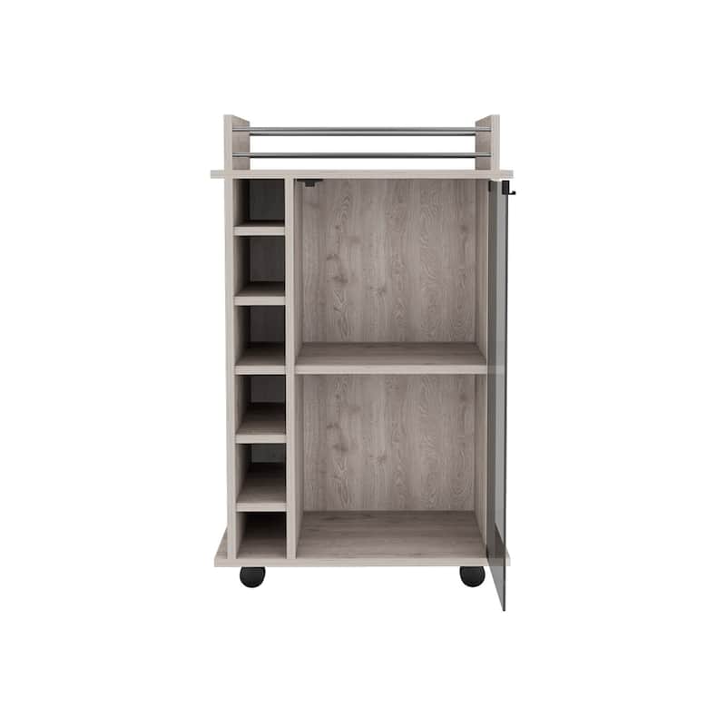 Bar Cart Baltimore With Six Wine Cubbies And Glass Door