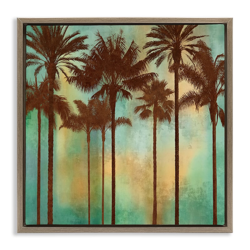 Stupell Palm Trees over Gradient Framed Floater Canvas Wall Art Design By John Seba - 25 x 25 - Brown