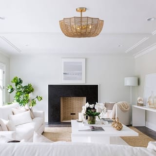 Marigold 3-Light 21 " Wide Woven Semi Flush Mount Modern Scalloped Ceiling Light in Brass - 21 in.Wide