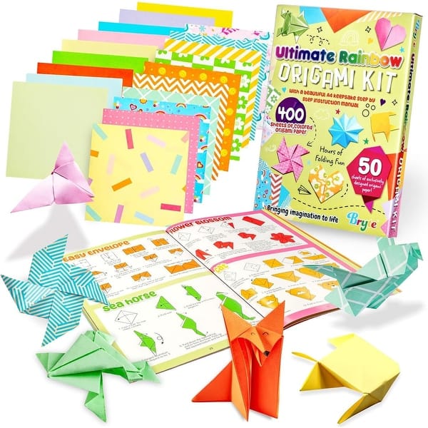 slide 2 of 7, Infinite Curiosity Ultimate Rainbow Origami Kit for Ages 8-12 with 450 Fun Origami Paper