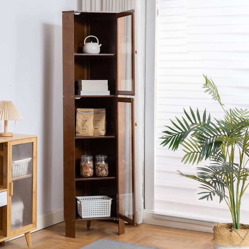 Wooden Cabinet with Doors and Shelves - 14.2''x 14.2''x 70.9''