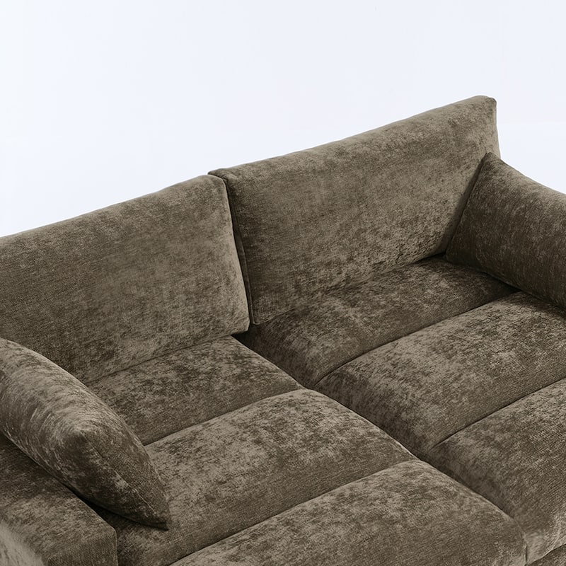 Mid-Century Chenille Adjustable Headrest Chaise Lounge Sofa