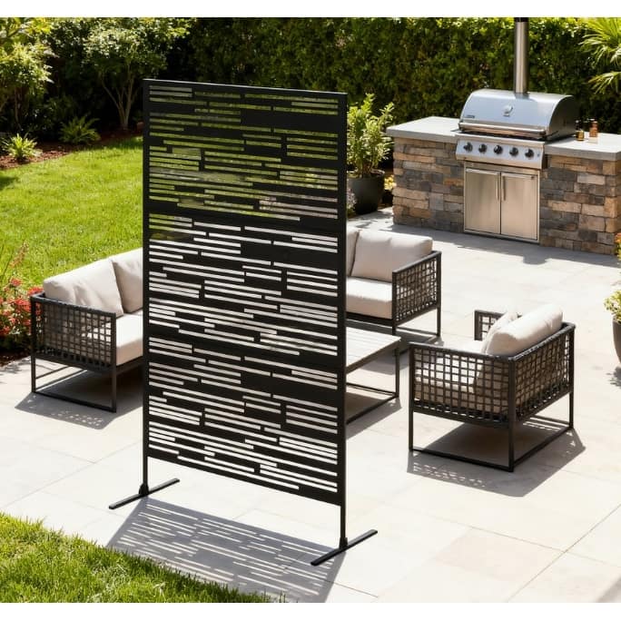 GDFStudio Outdoor Orin Steel Outdoor Privacy Screen with Trellis Function