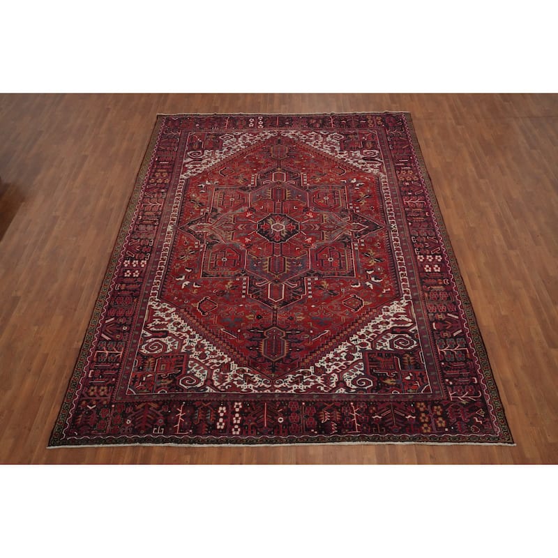 Hand Knotted Oriental 100% Wool Carpet Traditional Medallion Red Heriz Area Rug - 13' 3'' X 9' 9''
