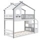 preview thumbnail 4 of 7, Stairway Twin over Twin Bunk Bed, House Bed, Storage and Guard Rail, Support with Wooden Boards