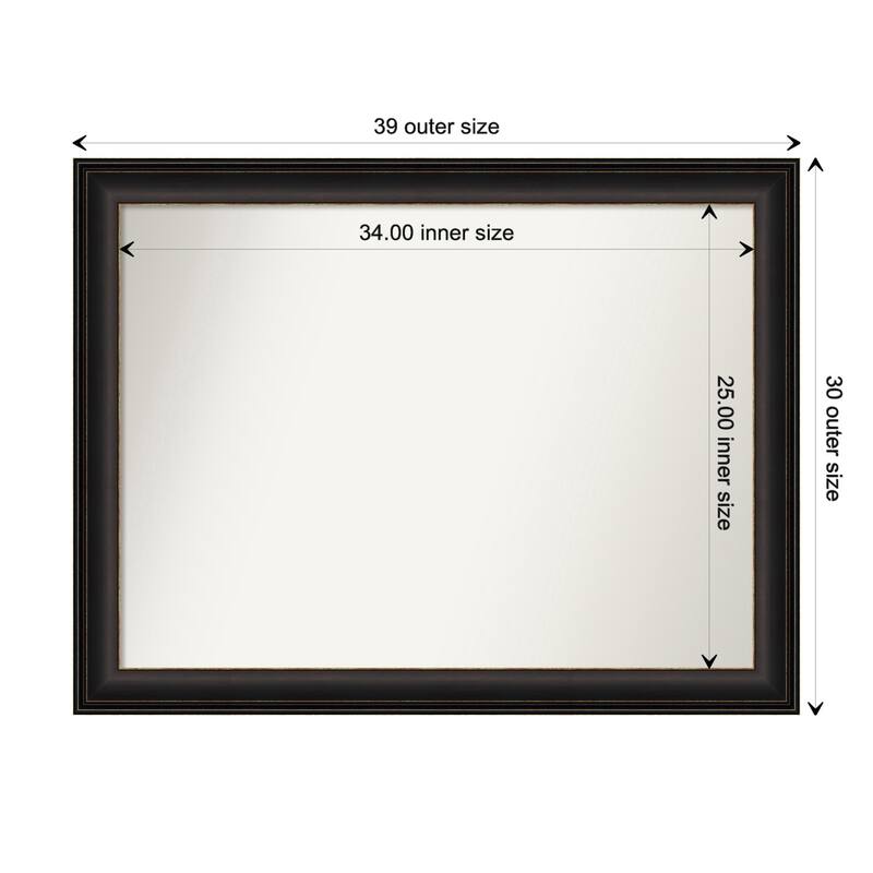 Trio Oil Rubbed Bronze Framed Non-Beveled Custom Wall Mirror, Bathroom Vanity Mirror - Outer Size: 38.5 x 29.5