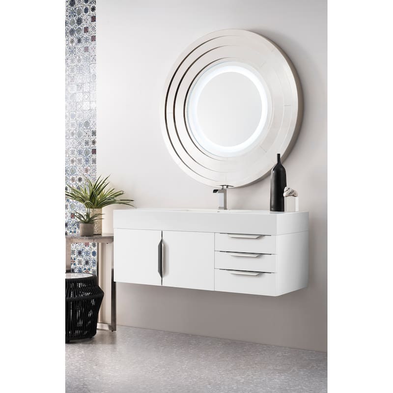 James Martin Vanities Mercer Island 48" Single Vanity, Glossy White with Brushed Nickel Hardware
