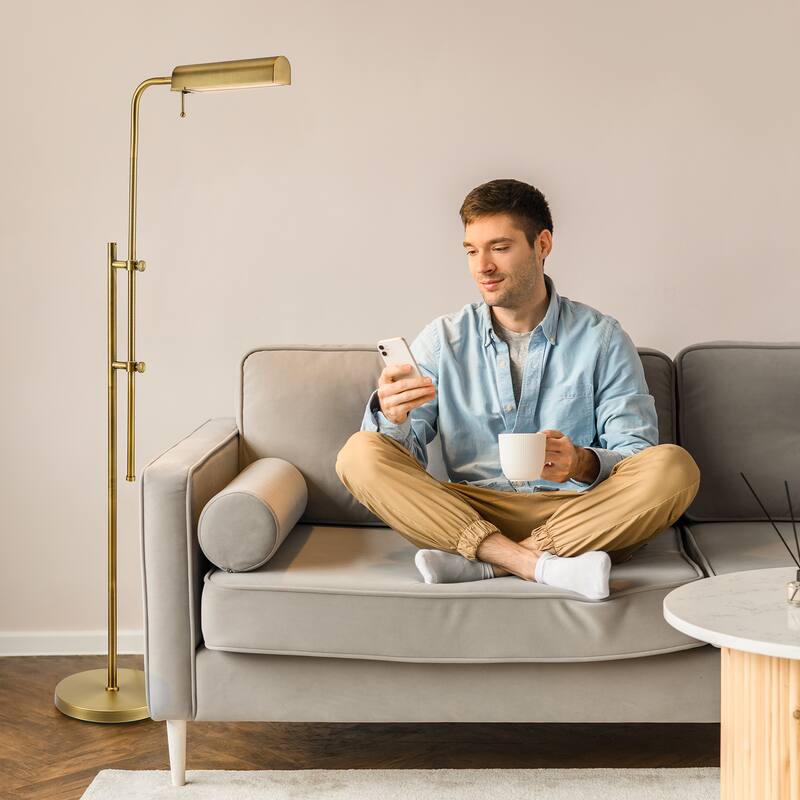 62.5 in. Industrial 1-Light 3CCT LED Pharmacy Floor Lamp for Living Room with Metal Shade