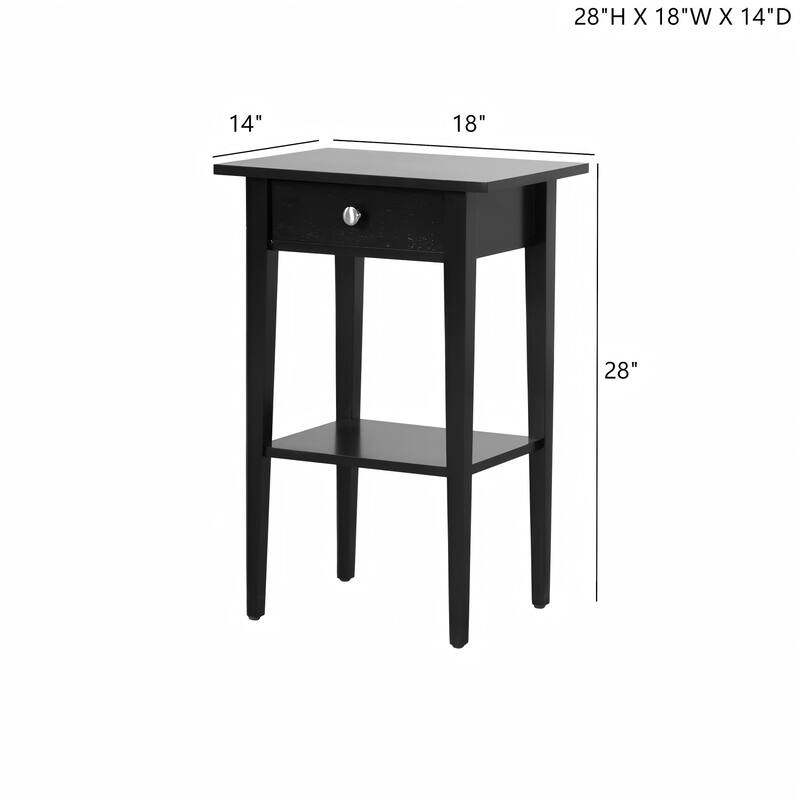 Sleek Contemporary Black Nightstand with Drawer