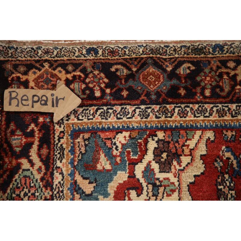 Hand Knotted Oriental 100% Wool Carpet Traditional Medallion Red Malayer Runner Rug - 10' 7'' X 3' 11''
