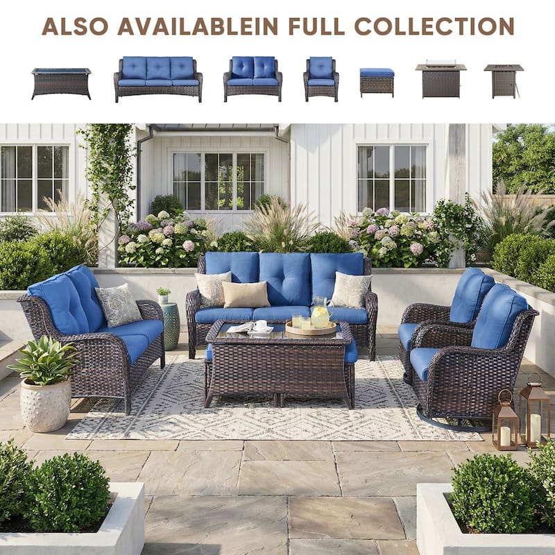 Pocassy Outdoor Patio Wciker Sofa Furniture Set of Chair Table.