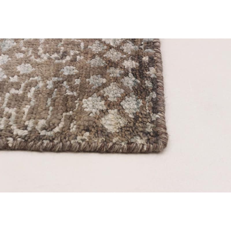 ECARPETGALLERY Hand-knotted Tangier Taupe Silk, Wool Rug - 5'3 x 7'6