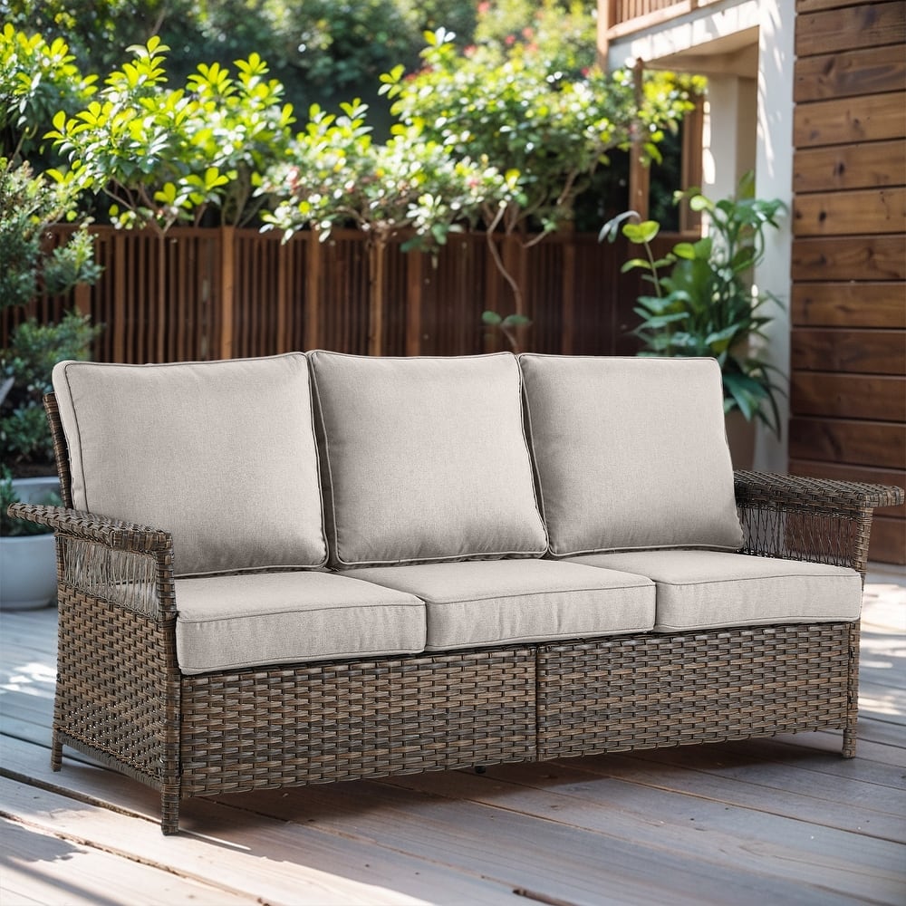 Gymojoy Outdoor Patio Couch Wicker Sofa with Deep Seating
