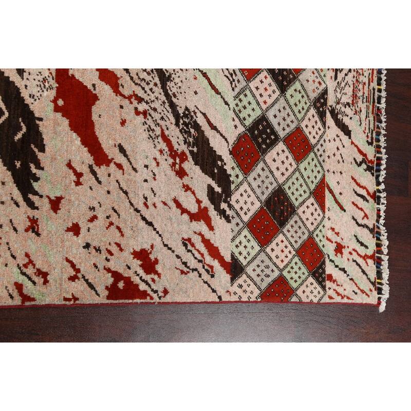 Vegetable Dye Abstract Oriental Dining Room Area Rug Wool Hand-knotted - 6'7" x 9'7"