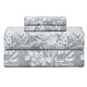 preview thumbnail 11 of 29, 300 Thread Count Cotton Sateen Weave Printed Sheet Set Full - Grey Floral