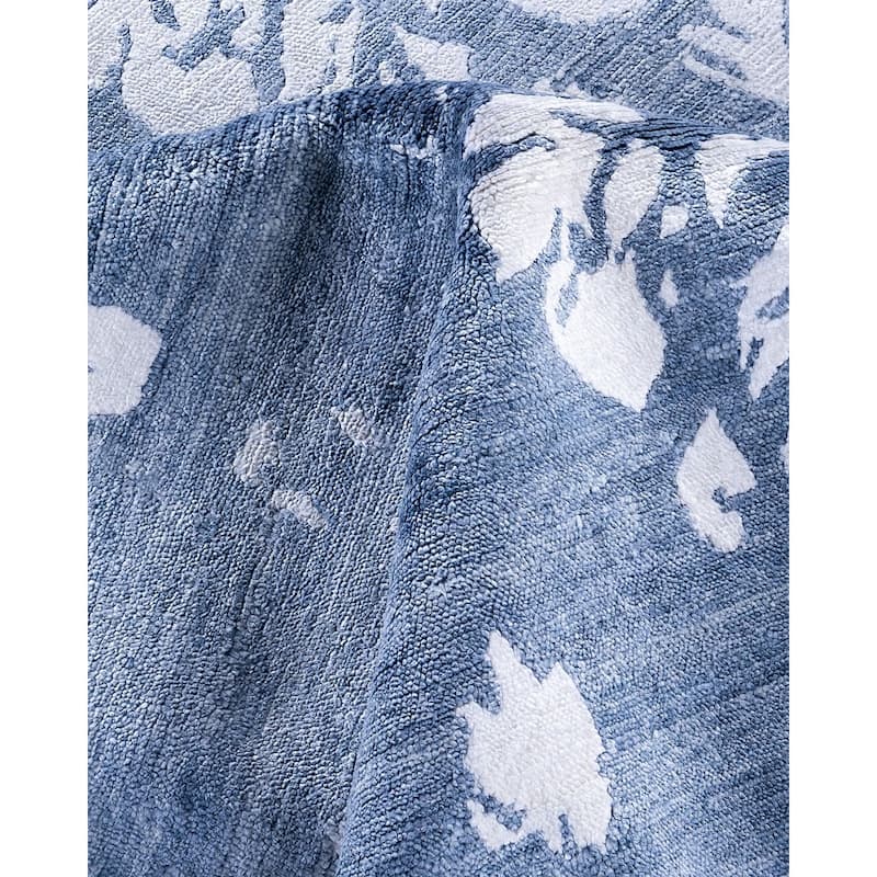 Modern One-of-a-Kind Handmade Area Rug, Blue - 9' 2" x 12' 1"
