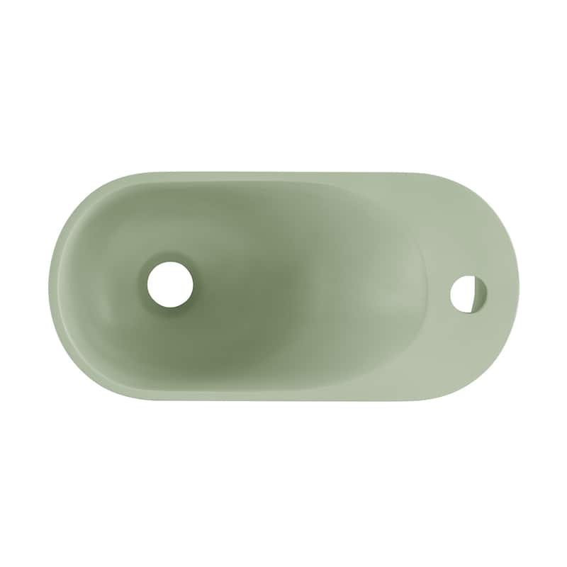 Arezzo 17.5" Right Side Faucet Wall-Mount Bathroom Sink In Palm Green - 17.8" x 8.65" 11.65"