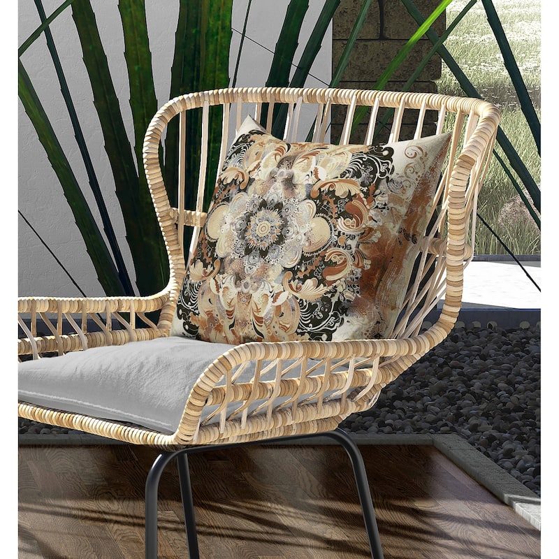 Verdant Fire Indoor/Outdoor Reversible Throw Pillow Beige and Black