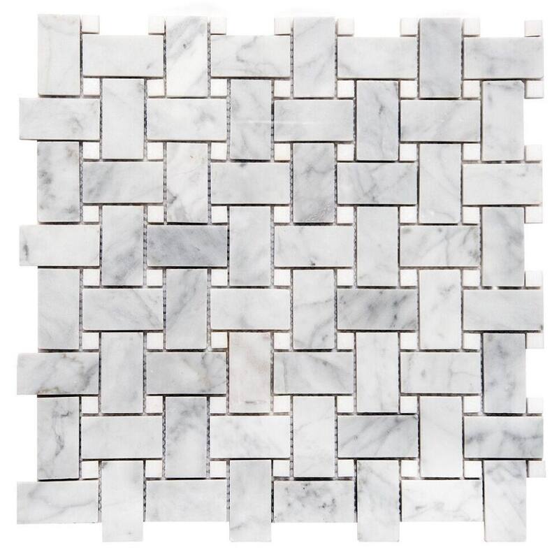 The Tile Life Santorini Basketweave 0.44x0.88 White Marble Floor & Wall Tile