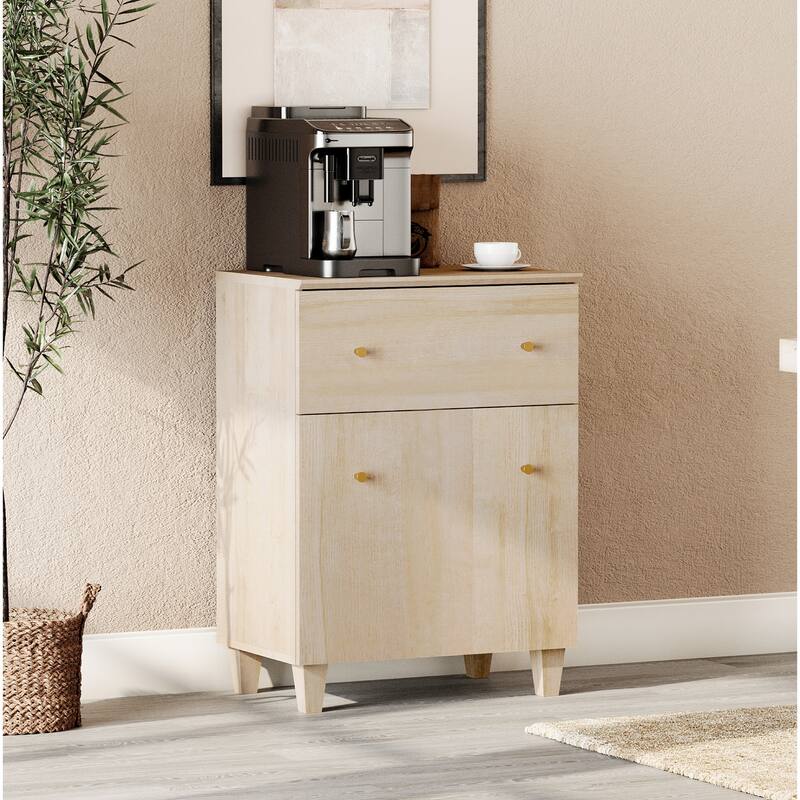 Sideboard Buffet Cabinet with Drawer and Door for Kitchen, Dining Room - 1 Pack - Light Oak