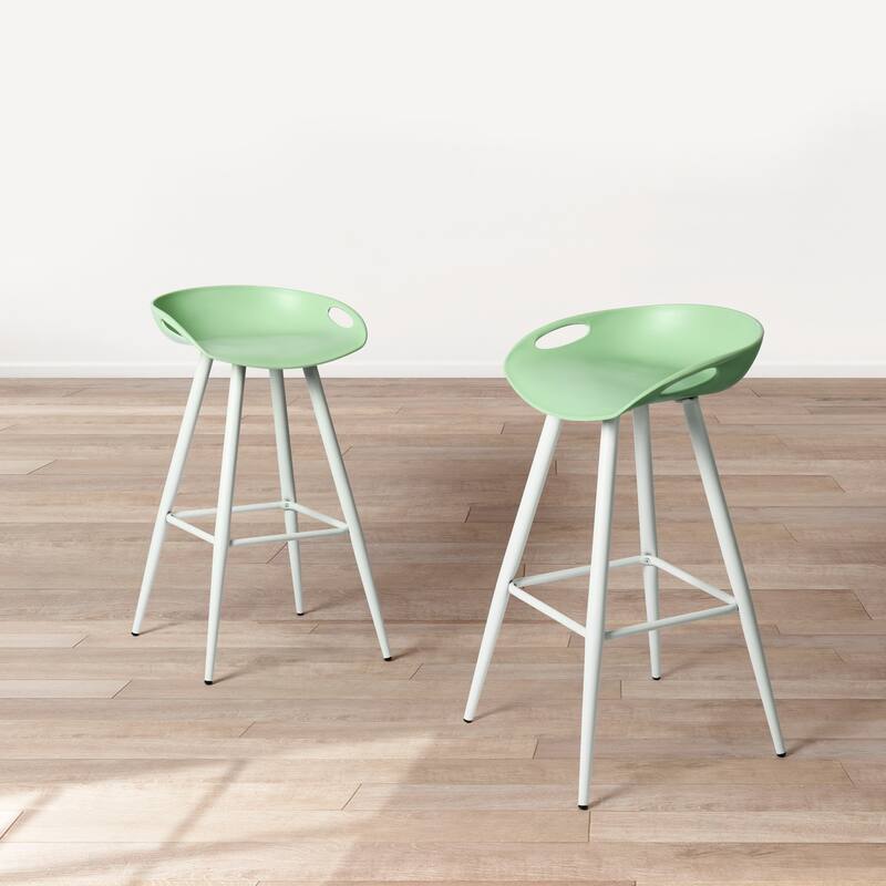Homylin 32IN PP Seat Bar Stools with Steel Legs 2PCS