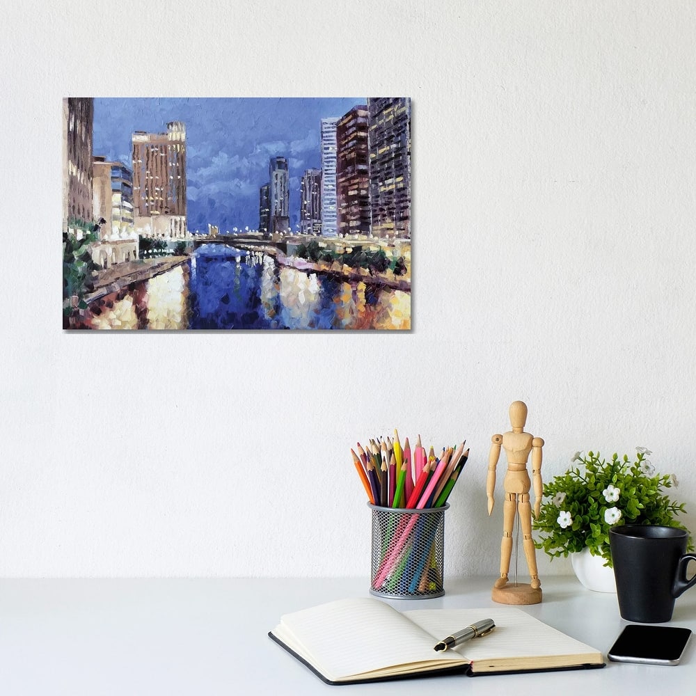 iCanvas "Chicago River" by Roger Disney Canvas Print