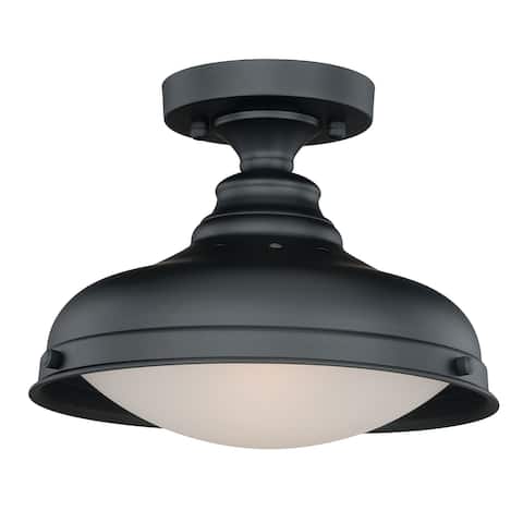 Keenan 12.25-in W Bronze Farmhouse Barn Dome Semi Flush Mount Ceiling Light - 12.25-in W x 9.5-in H x 12.25-in D