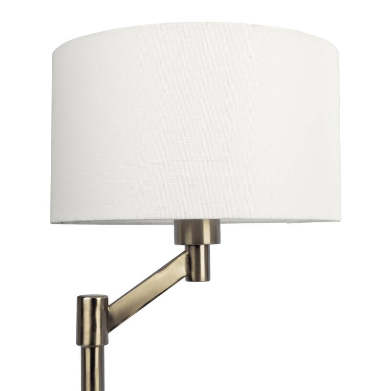 Brushed Nickel Table Lamp with On/Off Switch Curved Metal Base Linen Shade
