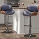preview thumbnail 33 of 78, Bar Stools Adjustable Height Swivel Faux Leather Armless Barstools Set of 2 - Blue - Adjustable