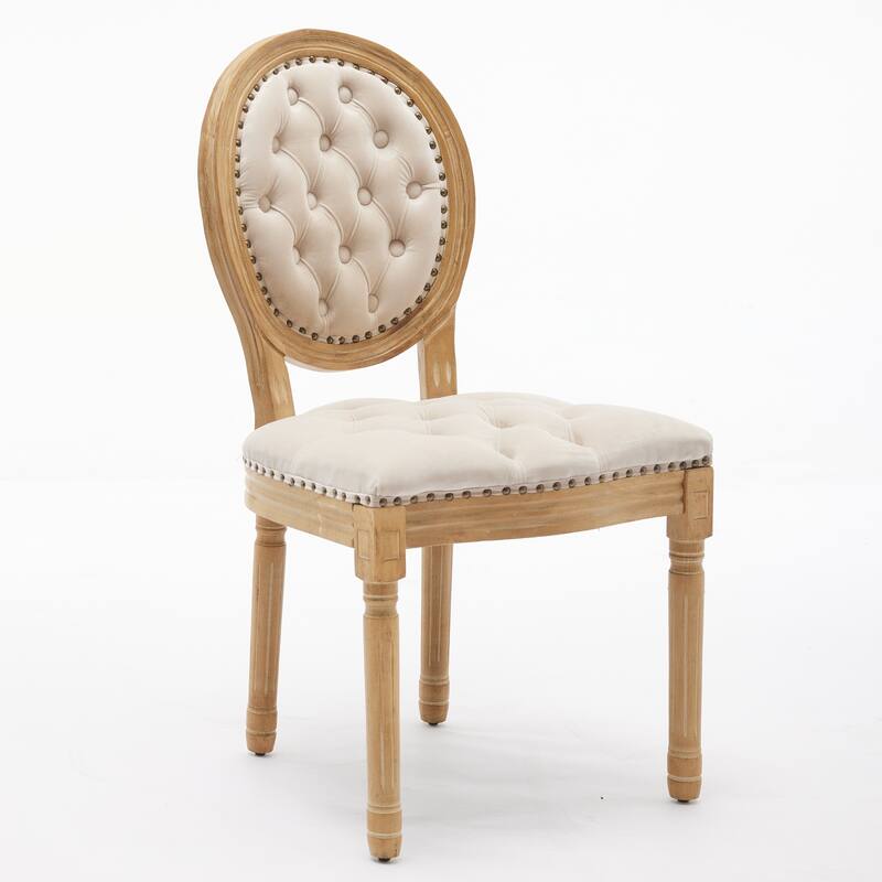 French Style Velvet Dining Chairs Set of 2, Dining Chair with Solid Wood Frame/Nailhead Trim